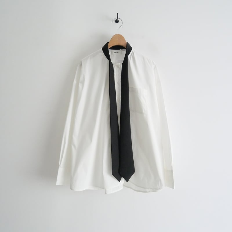 マチャットmachatt 完売品 タイドッキングシャツホワイト×ブラックタイ