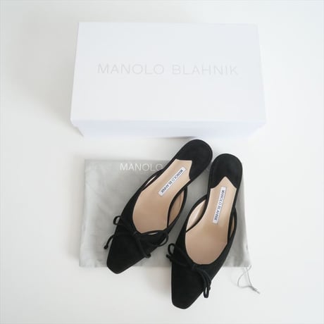 継続販売品 / MANOLO BLAHNIK / バレリム ブラックスエードフラットミュール / 9XX-0657-0013 / 2412-0841
