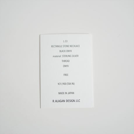 人気完売品 / R.ALAGAN / RECTANGLE STONE NECKLACE(BLACK ONYX) / L-33 / 2603-0132