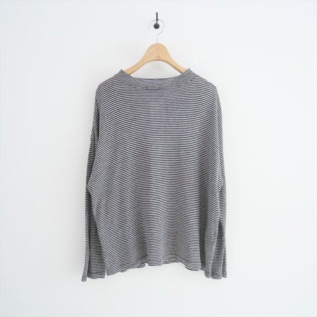 未使用 / Vlas Blomme / Linen 天竺 Narrow Border モックネック長袖Tシャツ / 12113073 / 2406-0813