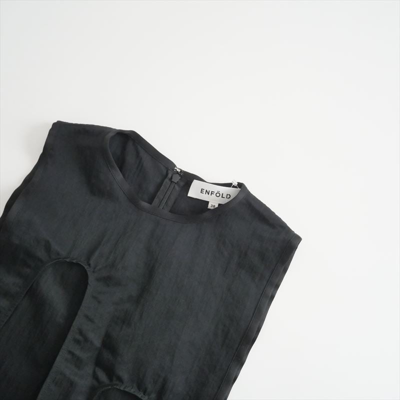 ENFOLD ドロップホールパーツ　黒　ベスト 25AW】ENFOLD エンフォルド / TONE-HOLE VEST / ホールベスト