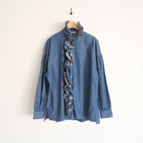 2024SS・人気完売品 / TOUJOURS / Ruffle Shirt  デニムフリルシャツ / MM41LS01 / 2411-0807