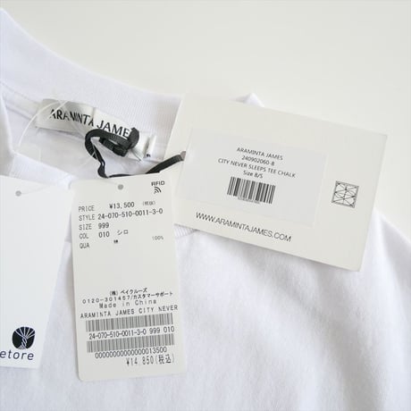 未使用 / DEUXIEME CLASSE購入品 / ARAMINTA JAMES / CITY NEVER Tシャツ / 24070510001130 / 2511-0297