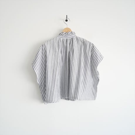 未使用 / nest Robe / コットンリネンストライプ ショートブラウス / 01222-1209 / 2512-1182