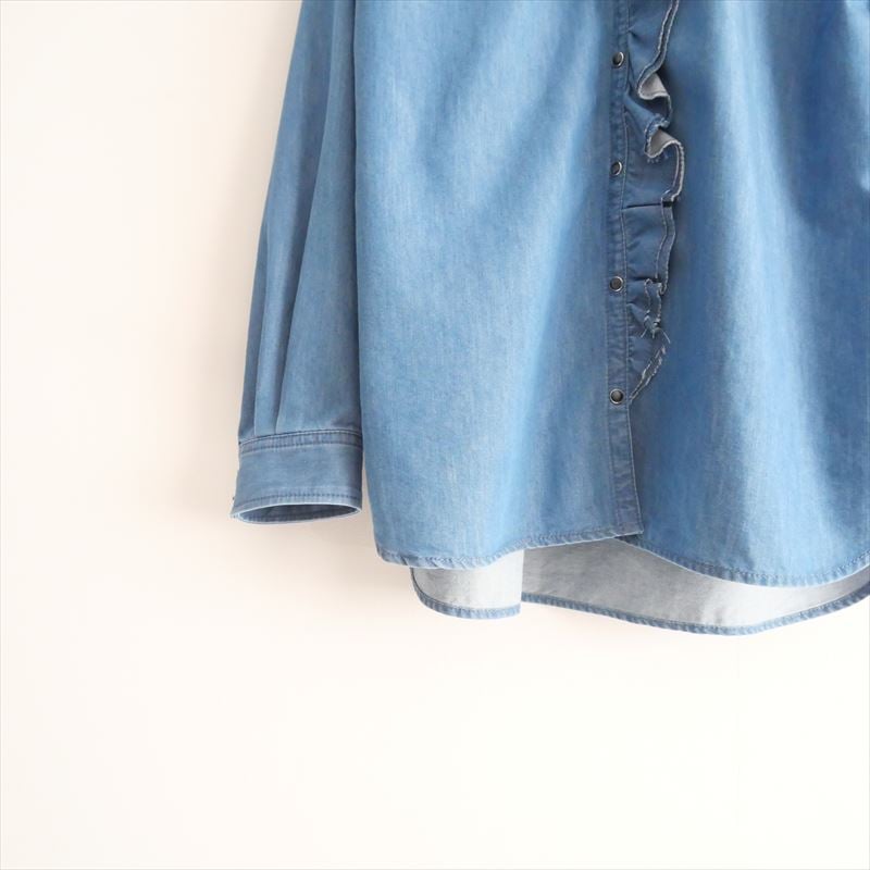 ドゥロワー RESORT2 ラッフル デニムシャツ 36 Drawer ドゥロワー RESORT2 ラッフルデニムシャツ 36