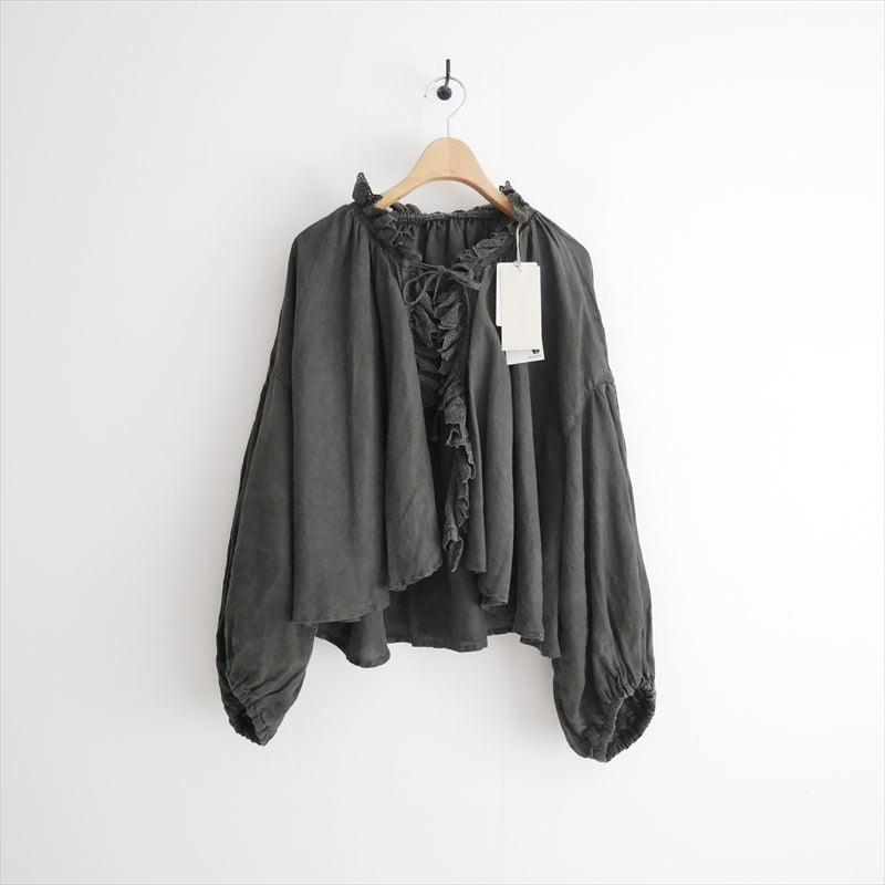 2025SS nest Robe リネン備長炭染めスカラフリルブラウス 01251-10502