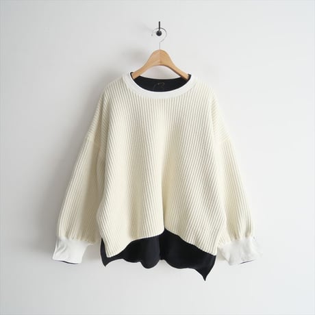 2023AW / M.U / 凸凹 REVERSIBLE SWEAT WT × BK / 2404-0971