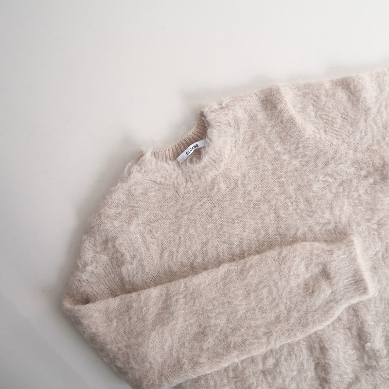 美品✨】SLOANE 5G天竺モヘヤ ショート丈クルーネックニット グレー