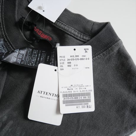 2024・人気完売品 / L'Appartement購入品 / PLEASURES / ONYX SLEEVELESS TEE / 24070570000830 / 2506-0280