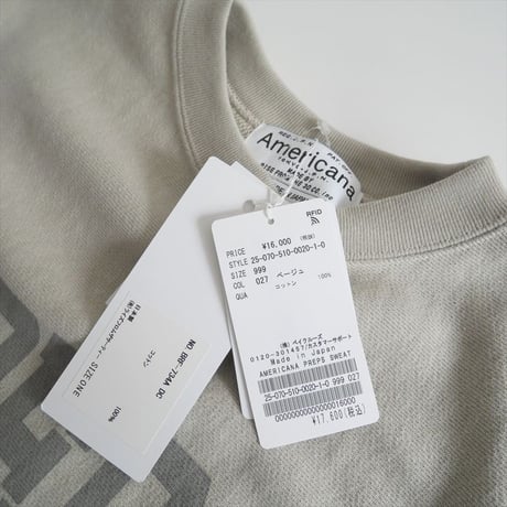 2025SS今季・人気完売品 / 未使用 / DEUXIEME CLASSE別注 / AMERICANA / PREPS SWEAT / 25070510002010 / 2507-0163