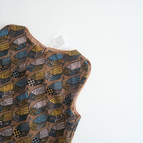 2023AW / 未使用 / mina perhonen / village ノースリーブドレス ヴィレッジ / aba3030 / 2402-1096