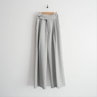 2025SS 未使用 KEINA RITA Wool W Tuck Belted Wide Pants in Gray KP251-023 2606-0583