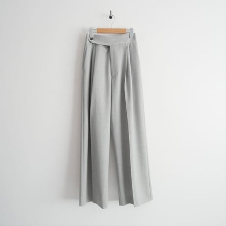 2025SS 未使用 KEINA RITA Wool W Tuck Belted Wide Pants in Gray KP251-023 2606-0583
