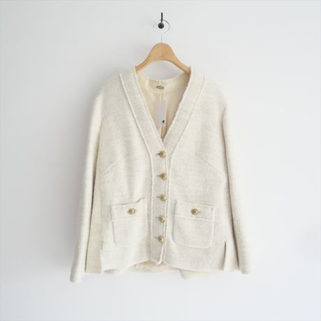 2022AW / DEUXIEME CLASSE / TWEED カーディガンジャケット WHT(DEU) / 22010500408030 / 2402-0786