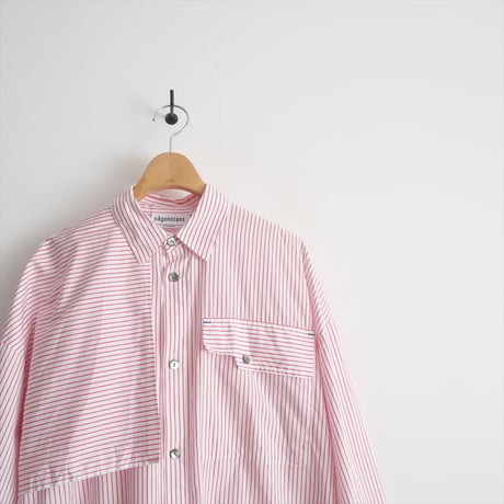 2024SS・人気完売品 / nagonstans / water-repellent stripe round flare shirt / 470HS430-0810 / 2410-0679