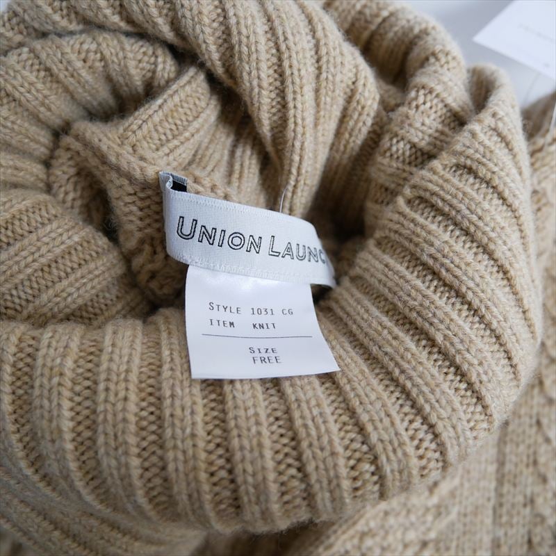2023AW / UNION LAUNCH / カシミア混ケーブルハイネックニット / 381