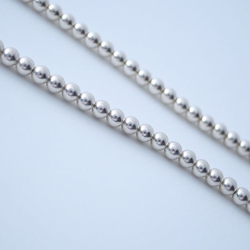 Indian Jewelry / Silver Beads Necklace 5mm×71 /...