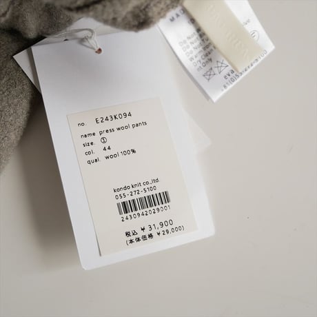 2024AW・人気完売品 / evam eva / press wool pants / E243K094 / 2511-0622