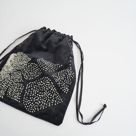 2024AW・人気完売品 / かぐれ購入品 / Khadi&co / LOTUS Velvet Cotton Bag ベロア刺繍バッグ / GW46D12202 / 2504-0327