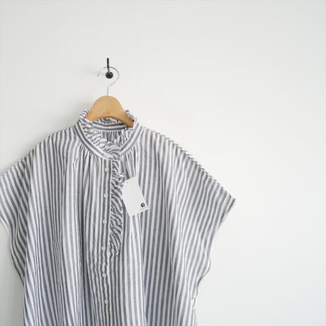 未使用 / nest Robe / コットンリネンストライプ ショートブラウス / 01222-1209 / 2512-1182