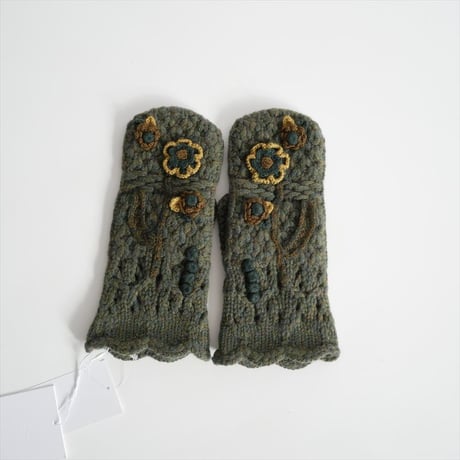 未使用 / Mame Kurogouchi  / Floral Motif Hand-Knitted Glove / MM22FW-AC506 / 2601-0409