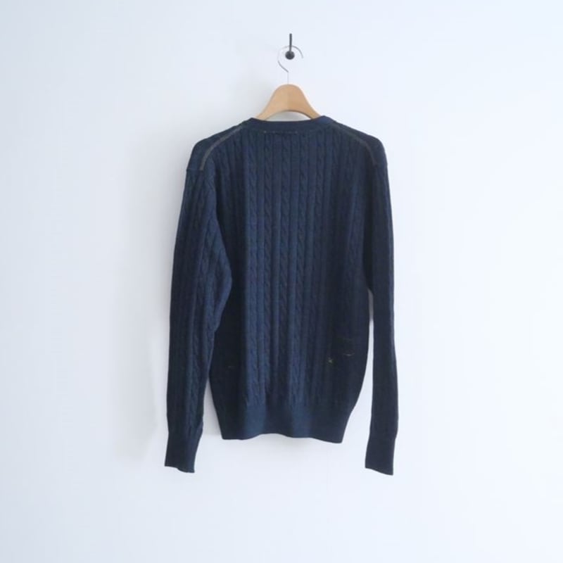 美品✨45R スーピマ超ガーゼケーブルストレッチの908馬セーター 紺 日本製 45Rスーピマオーガニックの908超ガーゼクルー: WOMEN｜45R