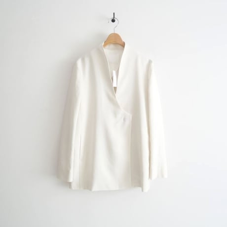 2024SS今季 / Mame Kurogouchi / Linen Touch Triacetate Collarless Double Breasted Jacket / / 2407-0206