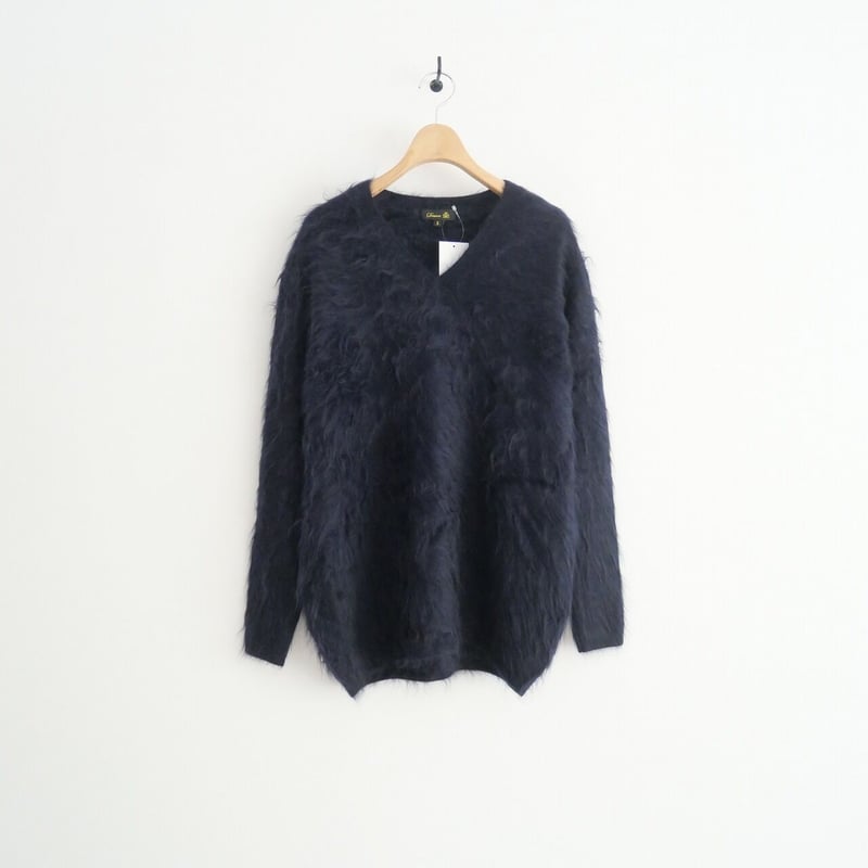 ドゥロワー　カシミヤファーボートネックニット【F】紺色★定価7万5千円★日本製 ドゥロワー カシミヤファーボートネックニット【F】紺色☆定価7