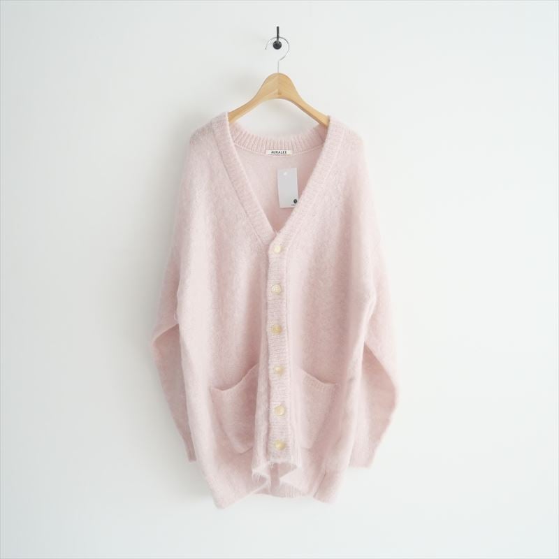 お値下げ❣️AURALEE 透け感のあるピンクカーディガン　１ 2022AW / AURALEE / BRUSHED SUPER KID MOHAIR KNI