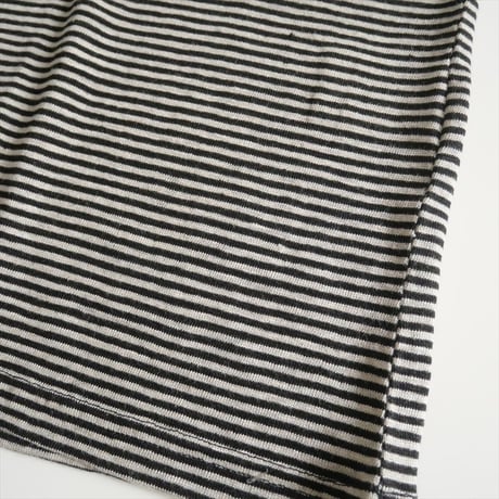 2023 / 未使用 / Vlas Blomme / Linen 天竺 Narrow Border モックネック長袖Tシャツ / 12113073 / 2505-1002