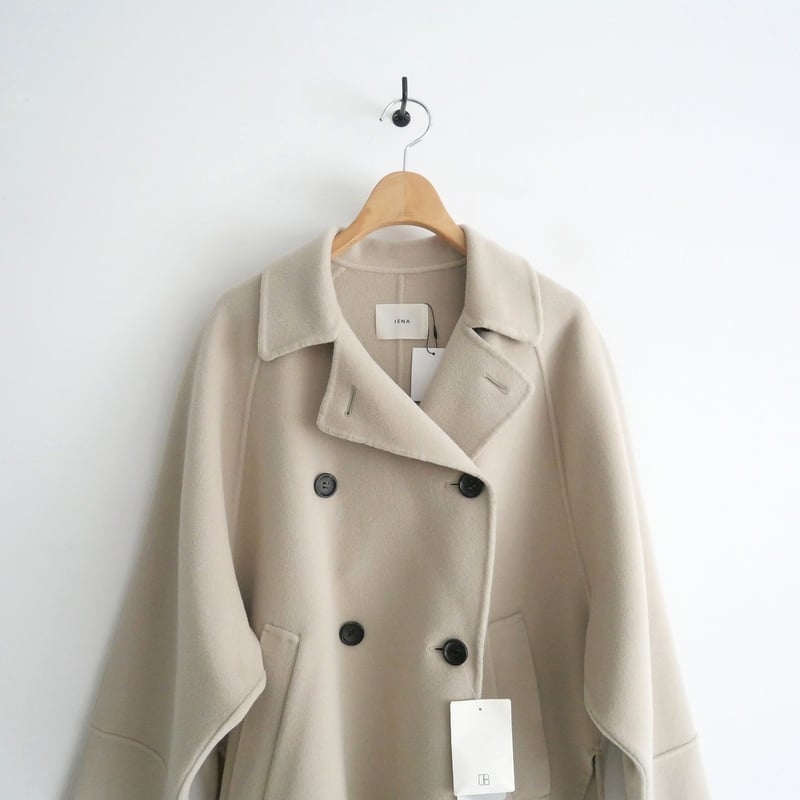 IENAイエナ スーパー160ダブルフェイスショートコートベージュ38