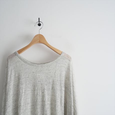 2023SS / Y’s / LINEN POLYESTER WRINKLED PLAIN STITCH ROUND NECK BIG T / YZ-T09-360 / 2311-1194