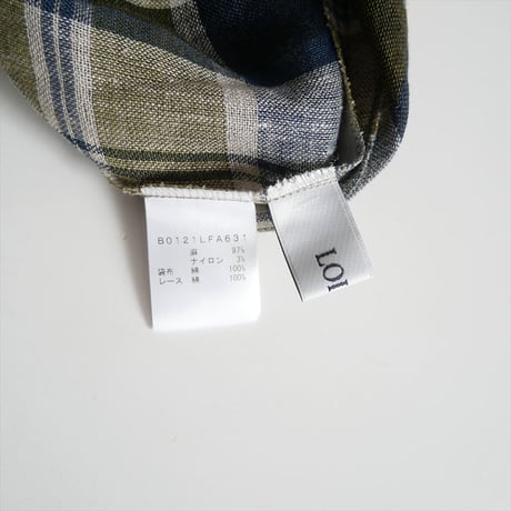 LOISIR / リネンチェックレースヨークワンピース / B0121LFA631 / 2512-0495