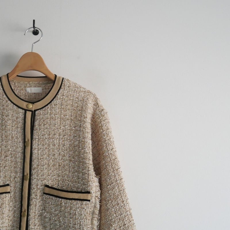 タグ付☆TOMORROWLAND ニットコンビツイード クルーネックジャケット