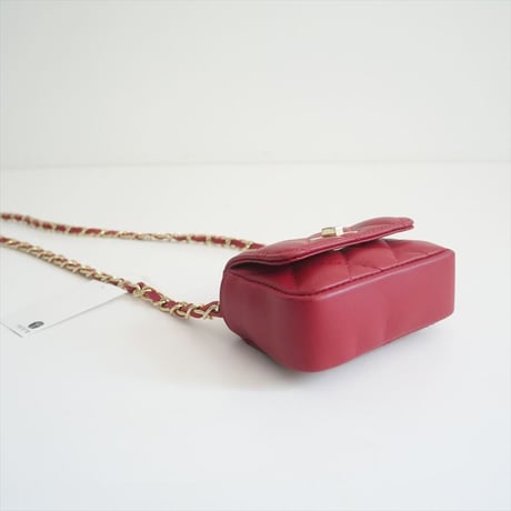 未使用 / AULENTTI / ミニキルティングレザーチェーンBAG / DI-2971-SA / 2505-0640