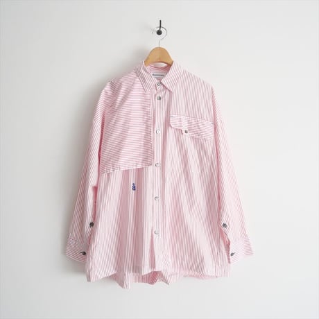 2024SS・人気完売品 / nagonstans / water-repellent stripe round flare shirt / 470HS430-0810 / 2410-0679
