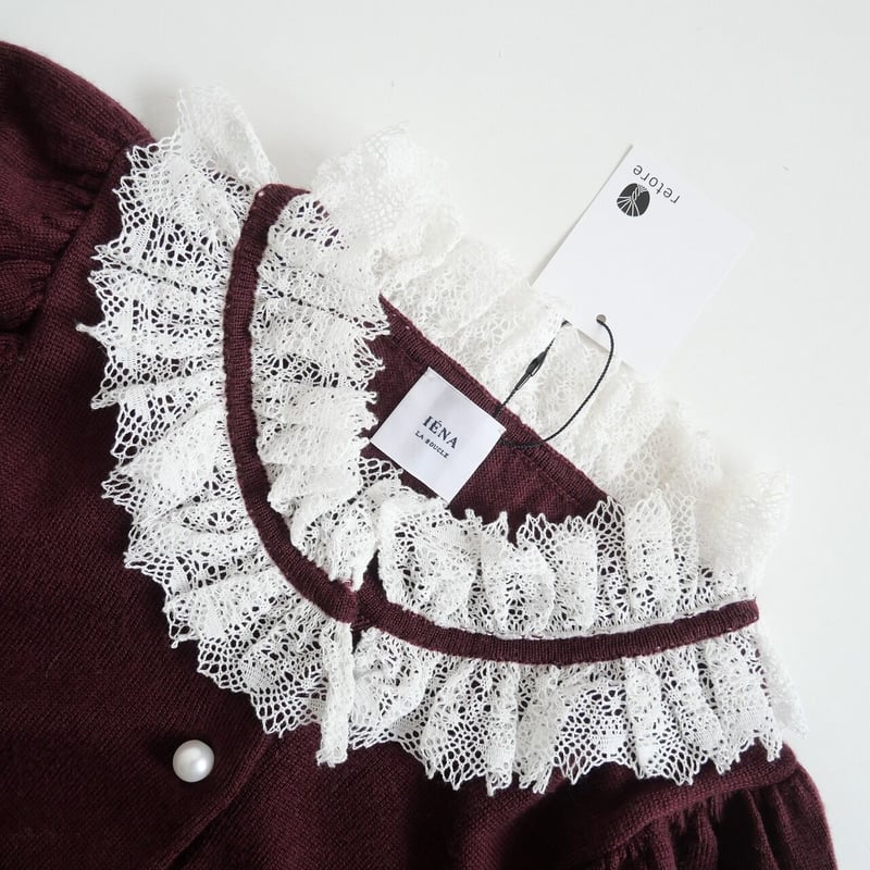 IENA LA BOUCLE バイカラーレースカーディガン