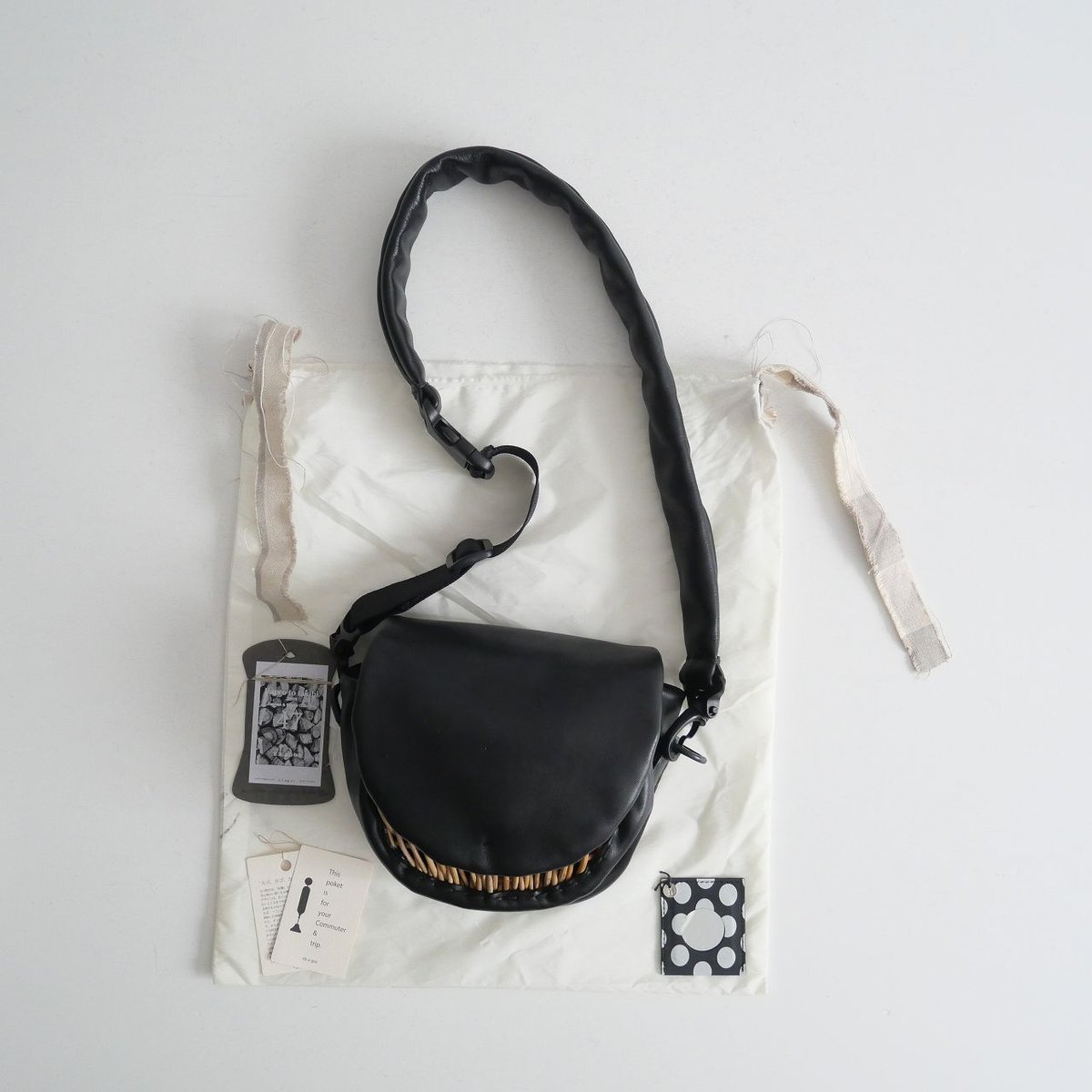 ebagos / ラム・ボディバッグ S （マロングラッセ） 籐ポケ付き