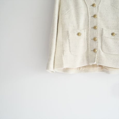 2022AW / DEUXIEME CLASSE / TWEED カーディガンジャケット WHT(DEU) / 22010500408030 / 2402-0786