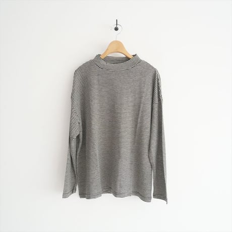 2023 / 未使用 / Vlas Blomme / Linen 天竺 Narrow Border モックネック長袖Tシャツ / 12113073 / 2505-1002