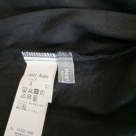 2023 / 未使用 / nest Robe / UpcycleLino 天然染め フレアギャザースリーブワンピース / 01232-1040 / 2409-0481