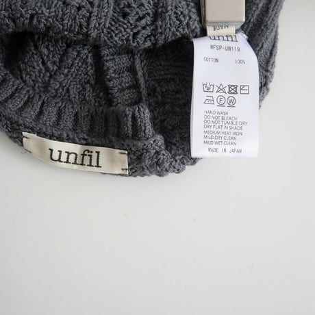 2024SS / unfil / open work cable-knit halter neck top charcoal navy / WFSP-UW119 / 2404-2012