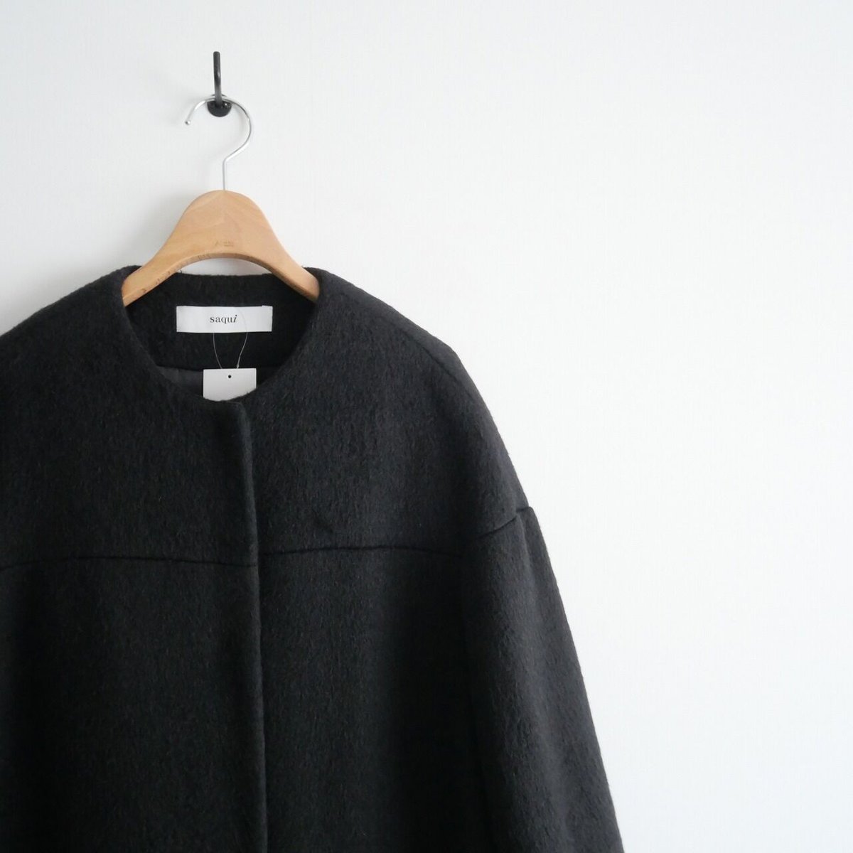 saqui アルパカ ノーカラーコート ベージュ ベルト付き 新品saqui