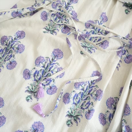 継続販売品 / 未使用 / ne Quittez pas / Cotton Jacquard Marigold Print Shirring Dress / 010441GH1 / 2507-2015