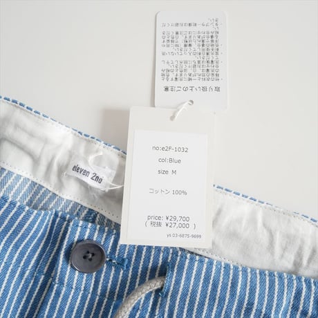 2026SS今季 / 未使用 / eleven 2nd Hickory Cotton Wide Pants e2F-1032 / 2604-0438