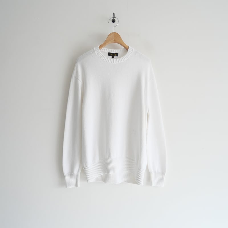 Drawer - ドゥロワー 【美品】6513-199-1027 ロゴ刺繍 7G天竺編みコットン クルーネックニットセーター/ 1 DRAWER 美品 Drawer ドゥロワー 6513-199-1027 ロゴ刺繍 7G天竺