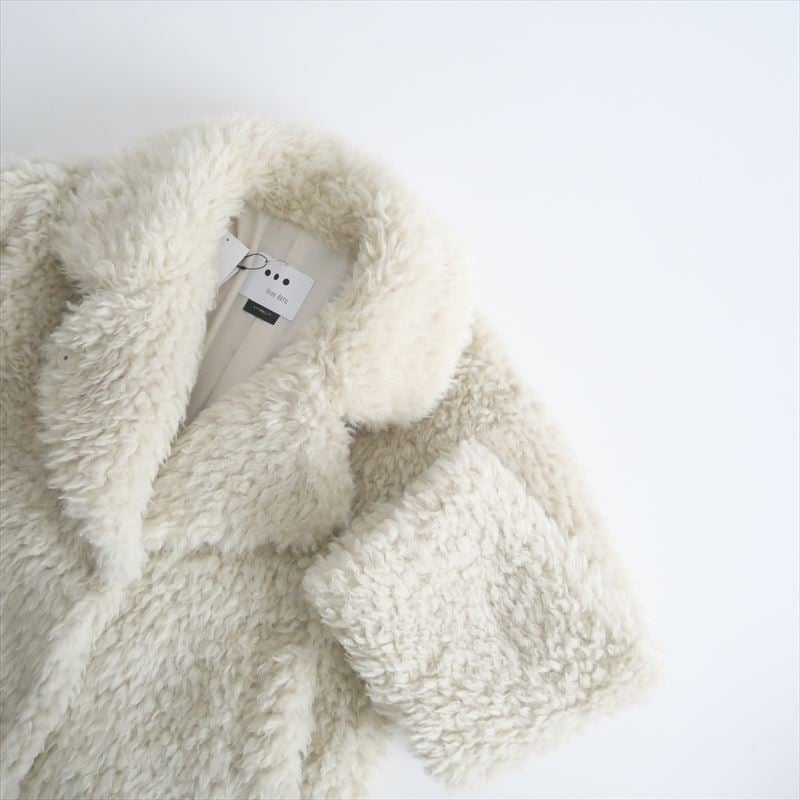 【新品未使用】☆three dots☆エコペルファー ショートコート　アイボリー 2024AW今季・人気完売品 / 未使用 / three dots / エコペルファー