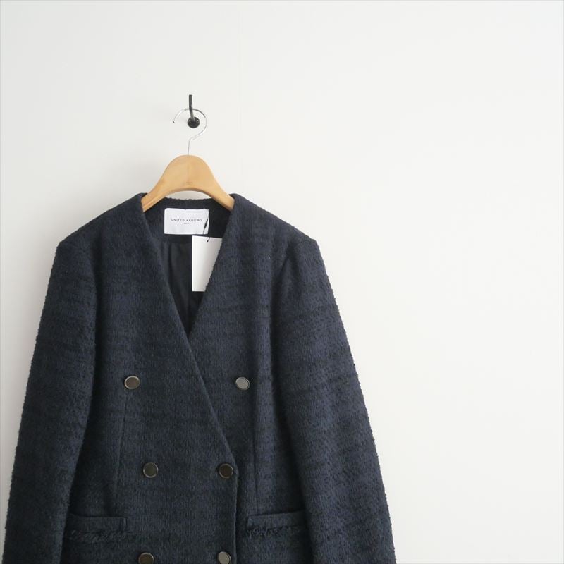 UNITED ARROWS / ツイード Vノーカラー ジャケット / 1522-144-29