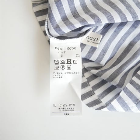 未使用 / nest Robe / コットンリネンストライプ ショートブラウス / 01222-1209 / 2512-1182