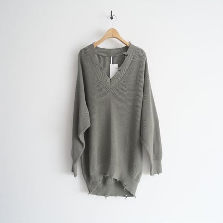 2021 / L'Appartement購入品 / Young Fabulous&broke / ダメージ Vネック プルオーバー / 2400-0376